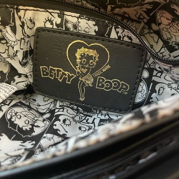 Betty Boop black and white crossbody/shoulder bag with Rhinestones studs. - Picture 8 of 14